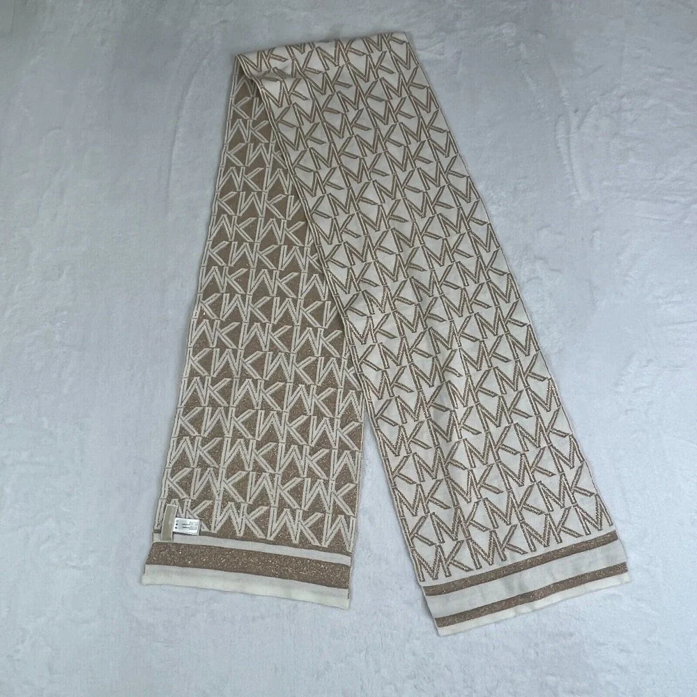 MICHAEL Michael Kors White‎ Gold Scarf Glitter One Size  62
